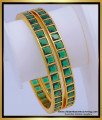 BNG609 - 2.8 Size Precious Impon Green Emerald Gold Bangles Designs for Women