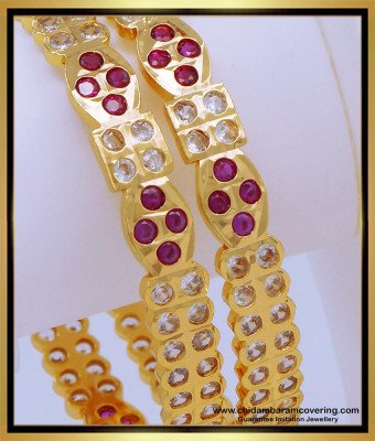 BNG613 - 2.6 Size Impon First Quality Gold Stone Bangles Design Five Metal Impon Bangles for Women