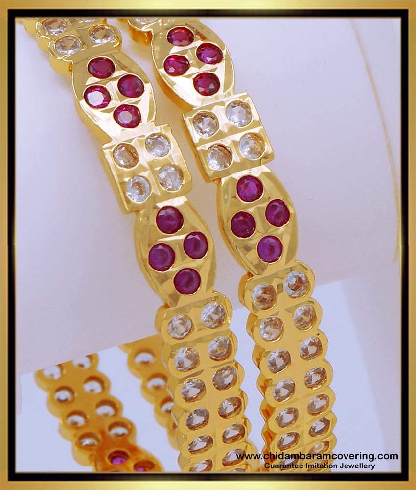 BNG613 - 2.6 Size Impon First Quality Gold Stone Bangles Design Five Metal Impon Bangles for Women