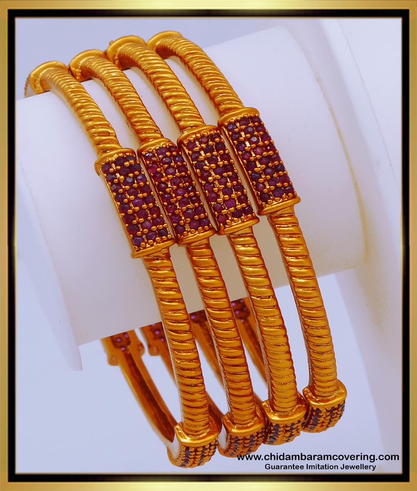BNG617 -2.6 Size Premium Quality Antique Jewellery Antique Stone Bangles Set Of 4 Bangles 