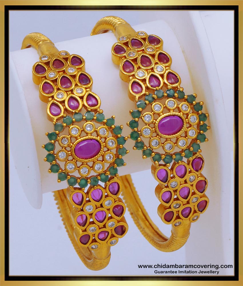 BNG621 -2.8 Size Premium Quality Antique Bangles Kemp Stone Bracelet Design Bangles Online