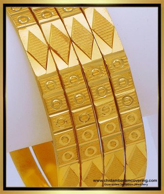 BNG623 - 2.4 Size Attractive Diamond Cut Gold Bangles Design Daily Use Bangles for Women