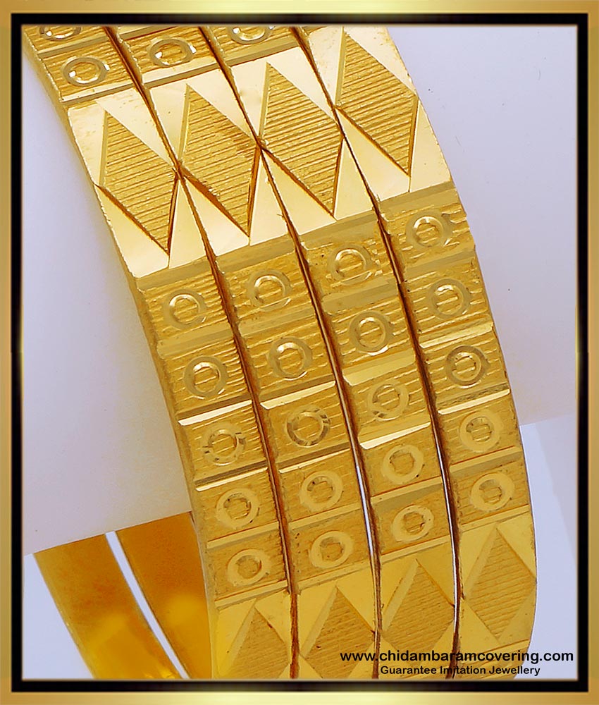 BNG623 - 2.6 Size Attractive Diamond Cut Gold Bangles Design Daily Use Bangles for Women