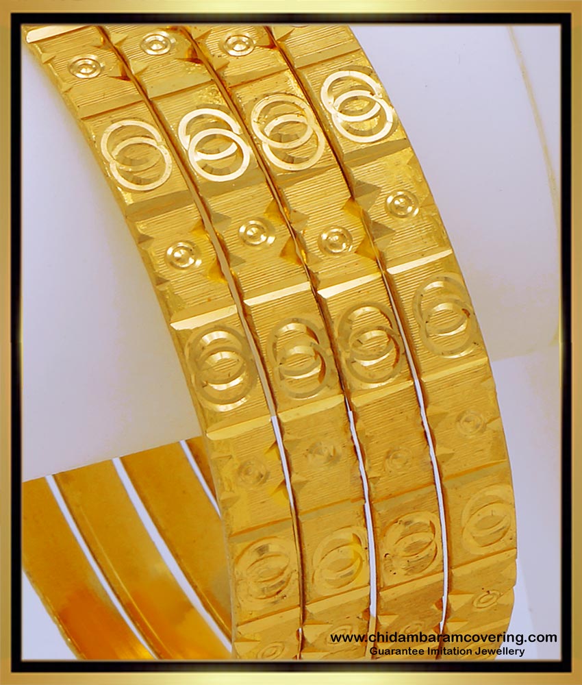 BNG624 - 2.6 Size New Model Gold Plated Plain Gold Bangles Designs for Daily Use
