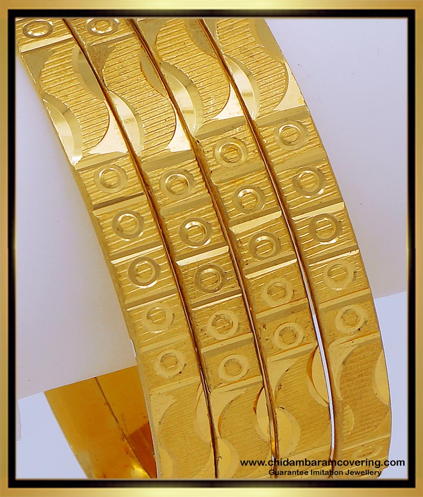 BNG634 - 2.4 Size Latest Light Weight Gold Bangles Designs with Price Online