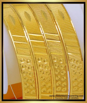 BNG635 - 2.4 Size Traditional Gold Look South Indian Bridal Bangles Set