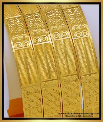 BNG639 - 2.10 Size Latest Border Bangles Imitation Gold Bangles Set Online Shopping