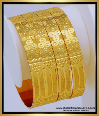 BNG641 - 2.10 Size Beautiful Glossy Look Broad Bridal Bangles Design Set Of 4 Pieces 
