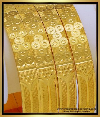 BNG641 - 2.10 Size Beautiful Glossy Look Broad Bridal Bangles Design Set Of 4 Pieces 
