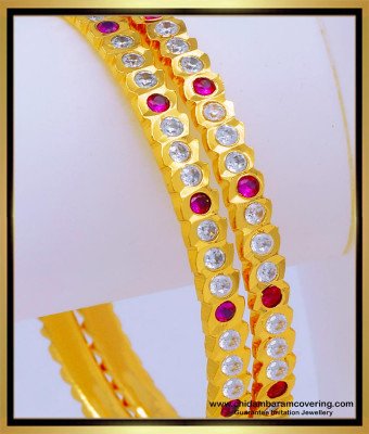 BNG646 - 2.8 Real Gold Design Impon Jewellery Stone Bangles