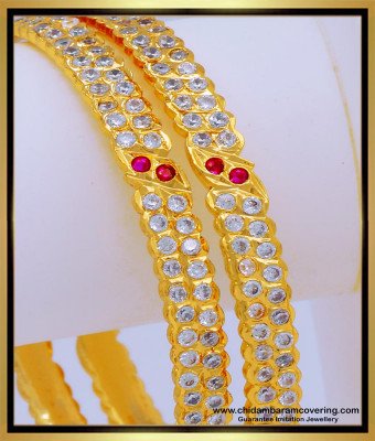 BNG647 - 2.8 Impon Jewelry Bangles with Stone Design Online