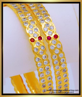 BNG648 - 2.8 Beautiful Look Impon Gold Stone Bangles Design 
