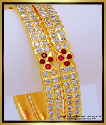 BNG649 - 2.6 Gold Plated Impon Artificial Stone Bangles 