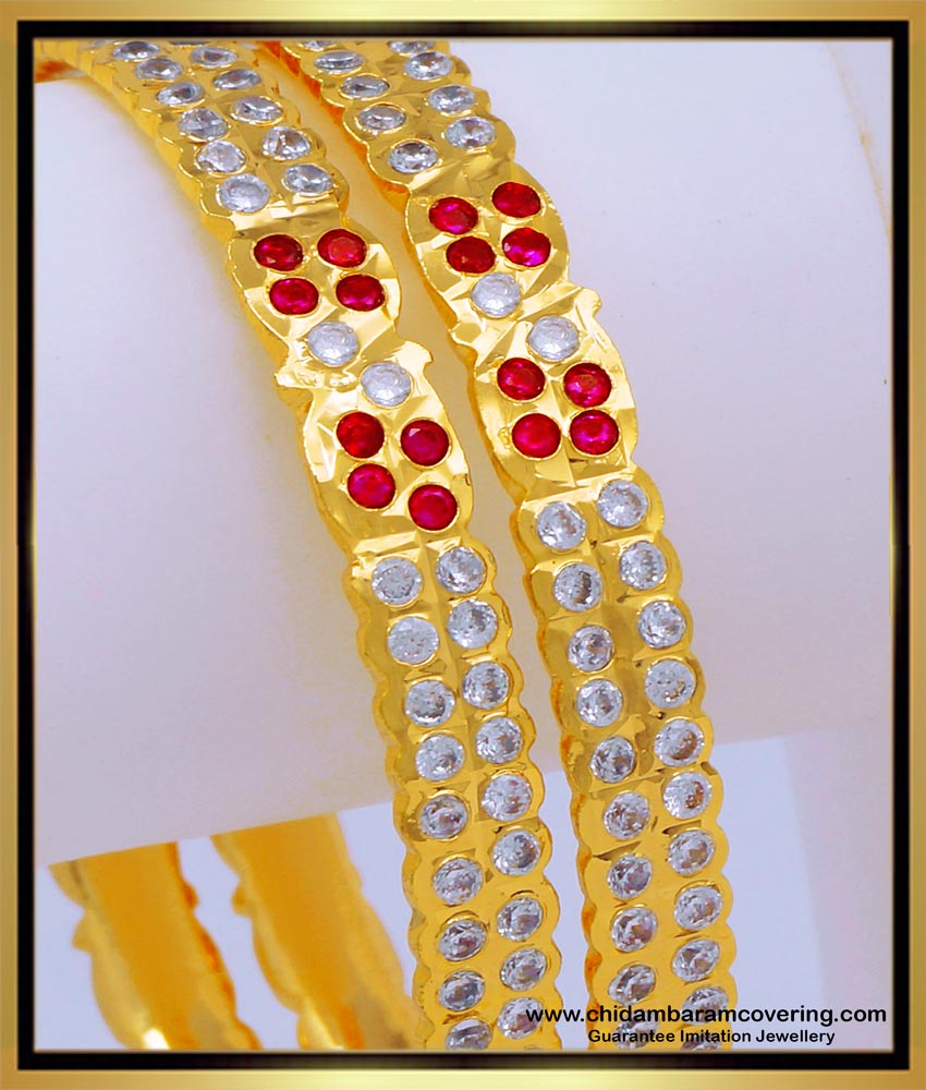 BNG650 - 2.8 Sparkling White Stone Impon Bangles for Women 