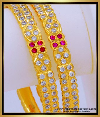 BNG651 - 2.6 Gold Plated Jewellery Impon Bangles with Stone Buy Online