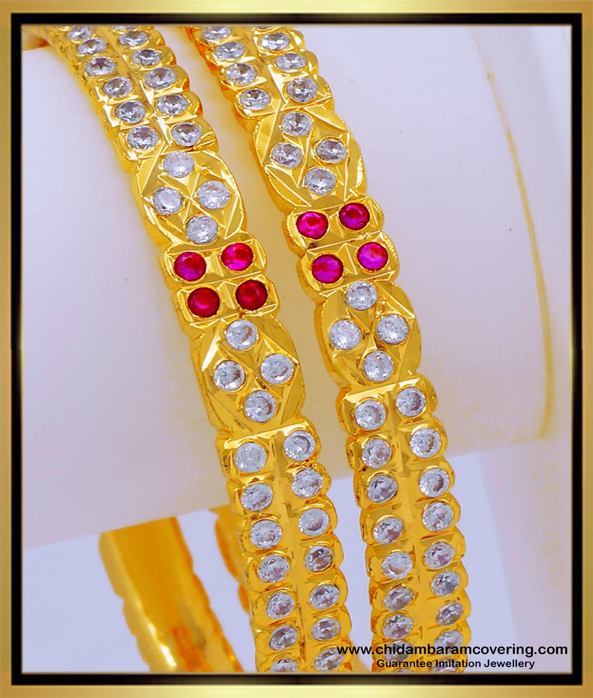 BNG651 - 2.6 Gold Plated Jewellery Impon Bangles with Stone Buy Online
