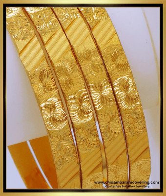 BNG655 - 2.4 Size Latest Plain Gold Bangles Design for Women 