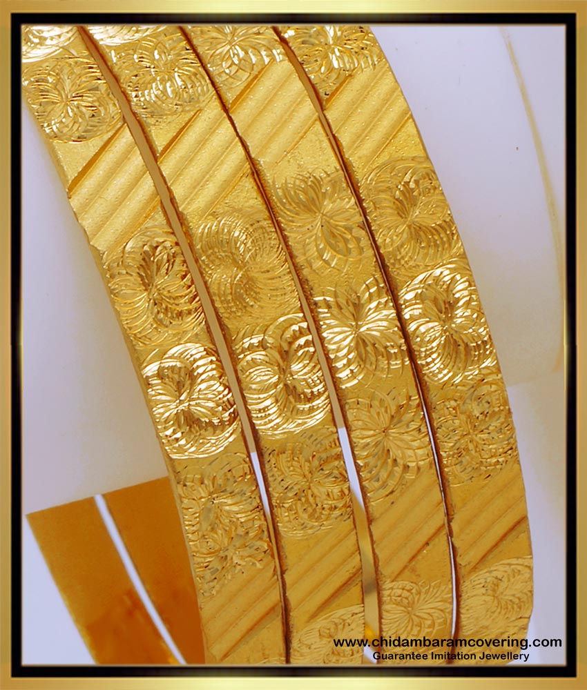BNG655 - 2.8 Size Latest Plain Gold Bangles Design for Women 