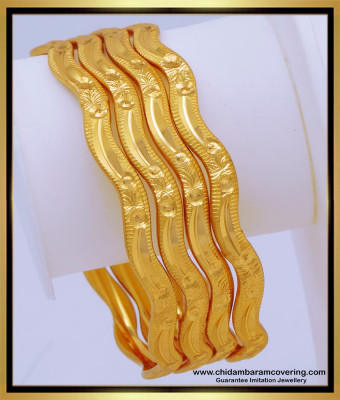 BNG656 - 2.4 Size Simple Plain Gold Bangles Designs for Daily Use 