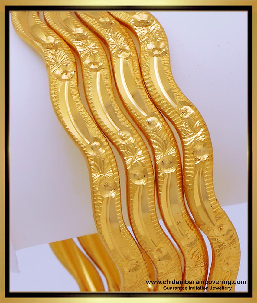 BNG656 - 2.6 Size Simple Plain Gold Bangles Designs for Daily Use 