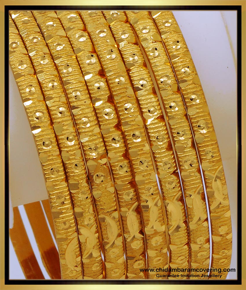 BNG657 - 2.8 Size South Indian Jewellery Plain Bangles Set for Wedding
