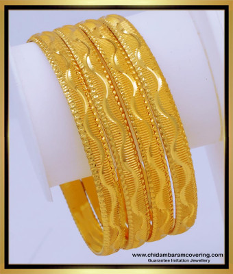 BNG660 - 2.4 Size Best Quality Gold Covering Bangles Design for Regular Use