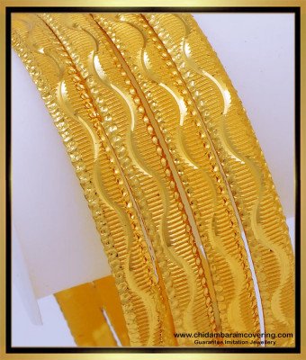 BNG660 - 2.4 Size Best Quality Gold Covering Bangles Design for Regular Use