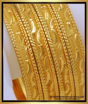BNG662 - 2.8 Size Gold Design Chidambaram Covering Bangles Set