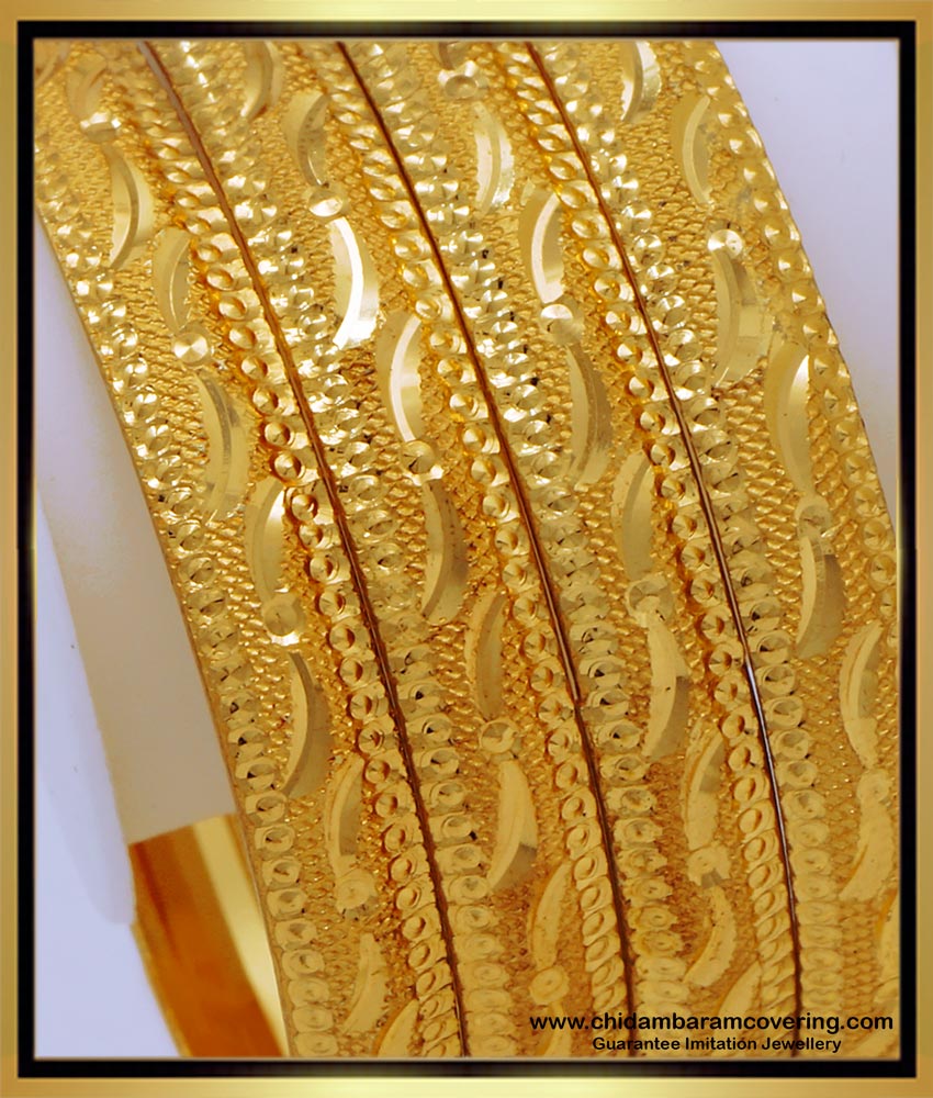 BNG662 - 2.6 Size Gold Design Chidambaram Covering Bangles Set