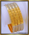 BNG666 - 2.8 Size Latest White Rhodium Gold Design Bangles Set 