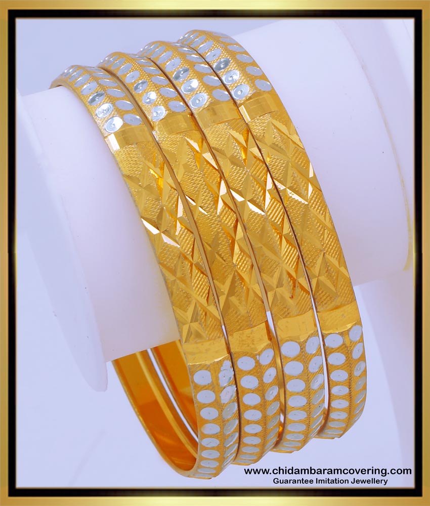 BNG667 - 2.8 Size New Wedding Collection White Gold Bangles Designs 