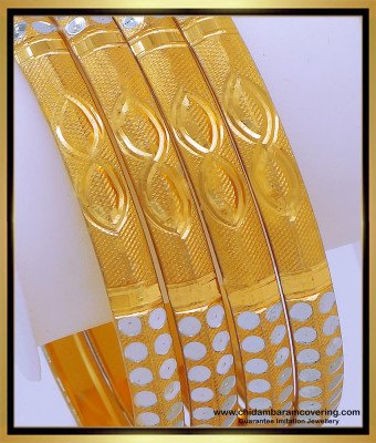 BNG668 - 2.4 Size Beautiful Shiny White Gold Bangle Designs Online 