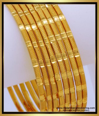 BNG669 - 2.4 Size 1 Gram Gold Jewellery Simple Gold Bangles for Daily Use