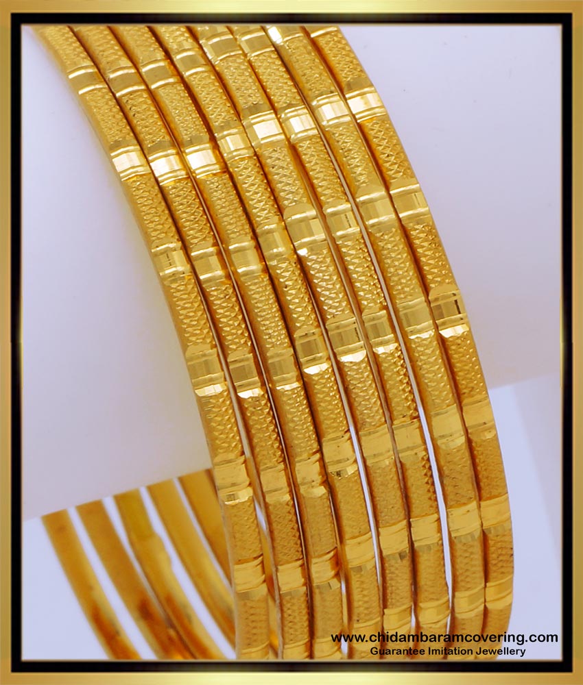 BNG669 - 2.8 Size 1 Gram Gold Jewellery Simple Gold Bangles for Daily Use