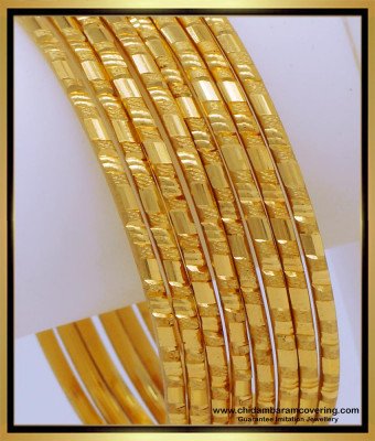 BNG670 - 2.8 Size Latest Daily Use Thin 8 Bangles Set 1 Gram Gold Jewellery