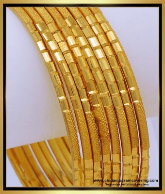 BNG672 - 2.4 Size Attractive Daily Wear Plain 1 Gram Gold Bangles Online
