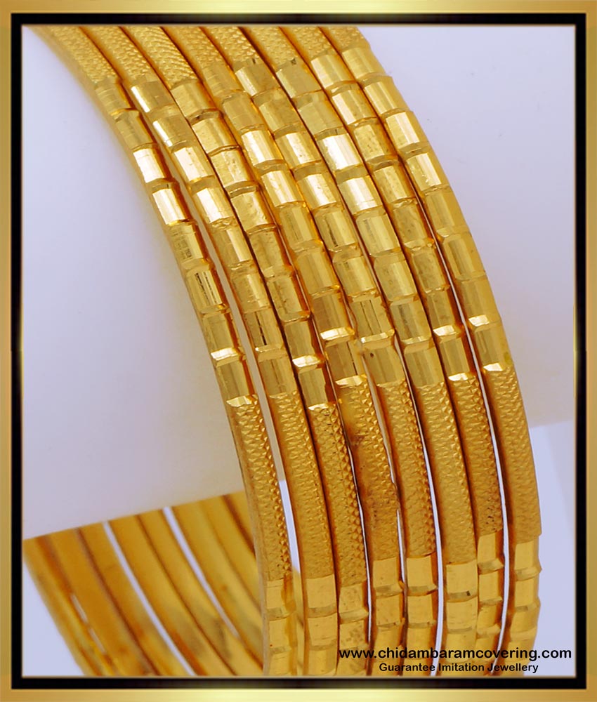 BNG672 - 2.4 Size Attractive Daily Wear Plain 1 Gram Gold Bangles Online