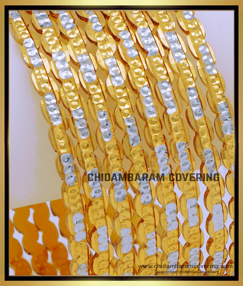 BNG674 - 2.8 Size First Quality Rhodium Polish Gold Bangles Set
