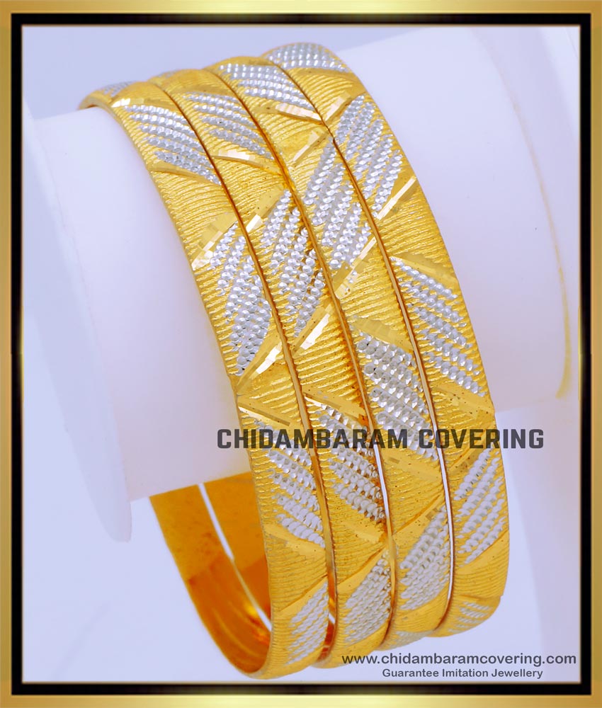 BNG676 - 2.8 Size Unique White Gold Bangles Designs for Ladies