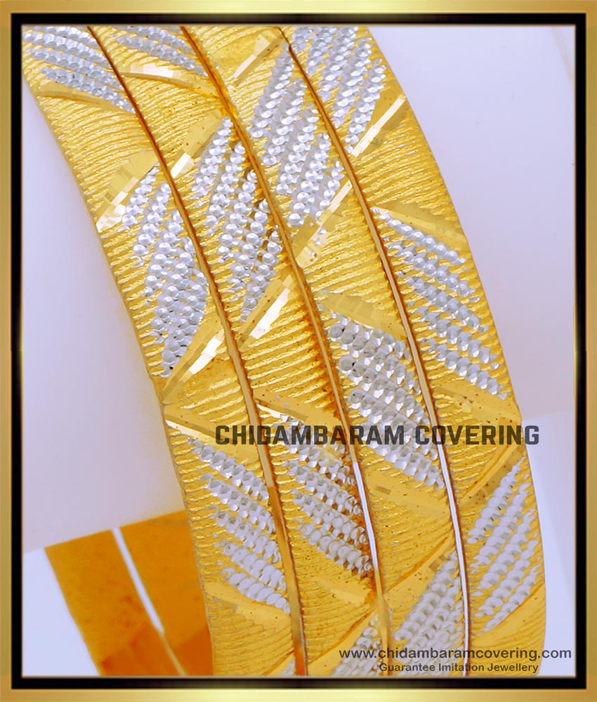 BNG676 - 2.8 Size Unique White Gold Bangles Designs for Ladies