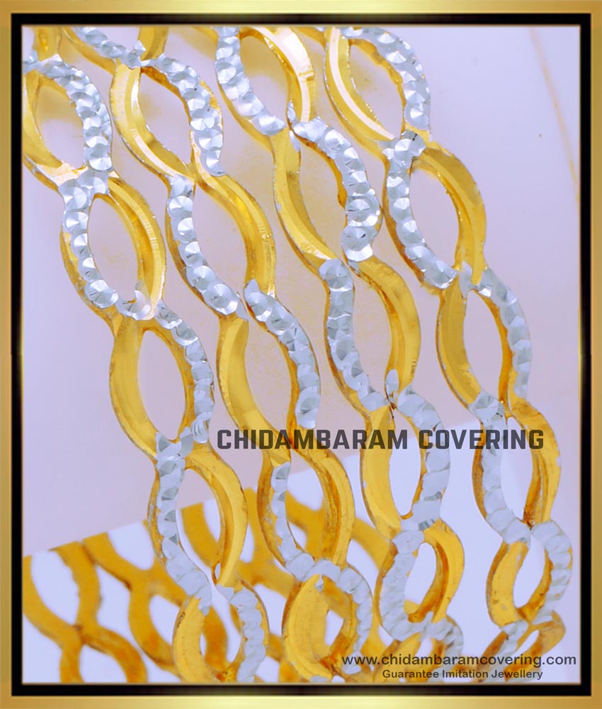 BNG677 - 2.4 Size Elegant White Gold Bangles Designs for Wedding