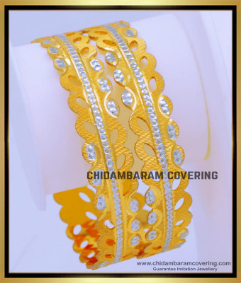 BNG678 - 2.10 Size Latest Gold Rhodium Bangles Design Imitation Jewellery
