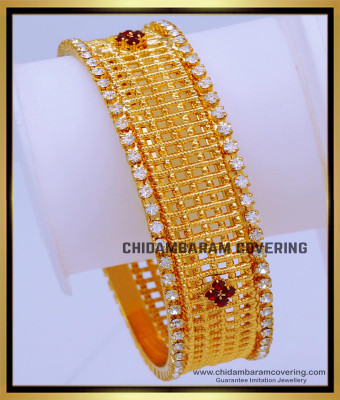 BNG682 - 2.4 Size Unique White Stone Single Kada Bangle Design