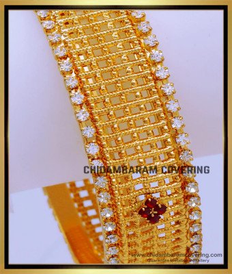 BNG682 - 2.4 Size Unique White Stone Single Kada Bangle Design