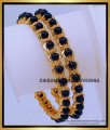BNG683 - 2.4 Size One Gram Gold Plated Black Beads Bangles Design