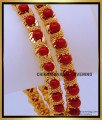 BNG684 - 2.2 Size Traditional Red Coral Gold Bangles Design for Women