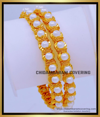 BNG685 - 2.6 Size Gold Plated Jewellery Fancy Traditional Moti Bangles