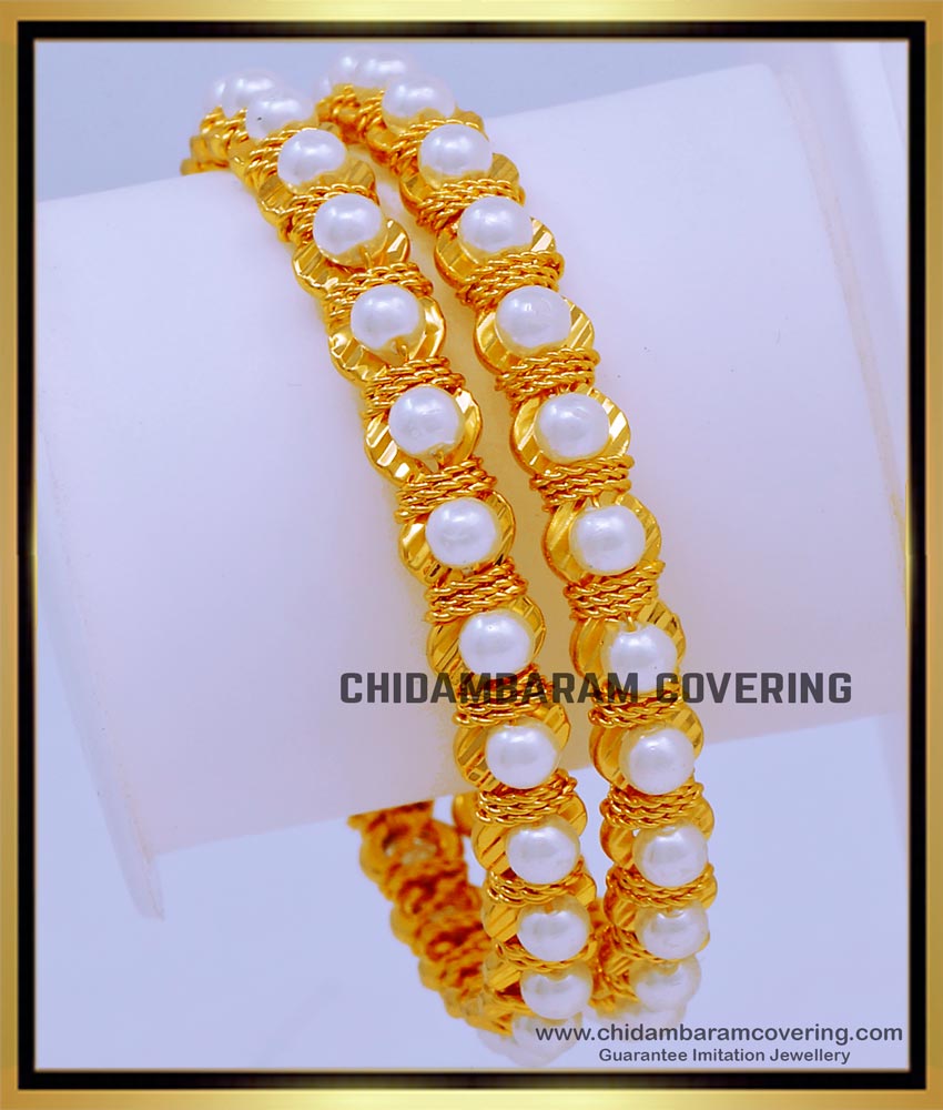 BNG685 - 2.8 Size Gold Plated Jewellery Fancy Traditional Moti Bangles