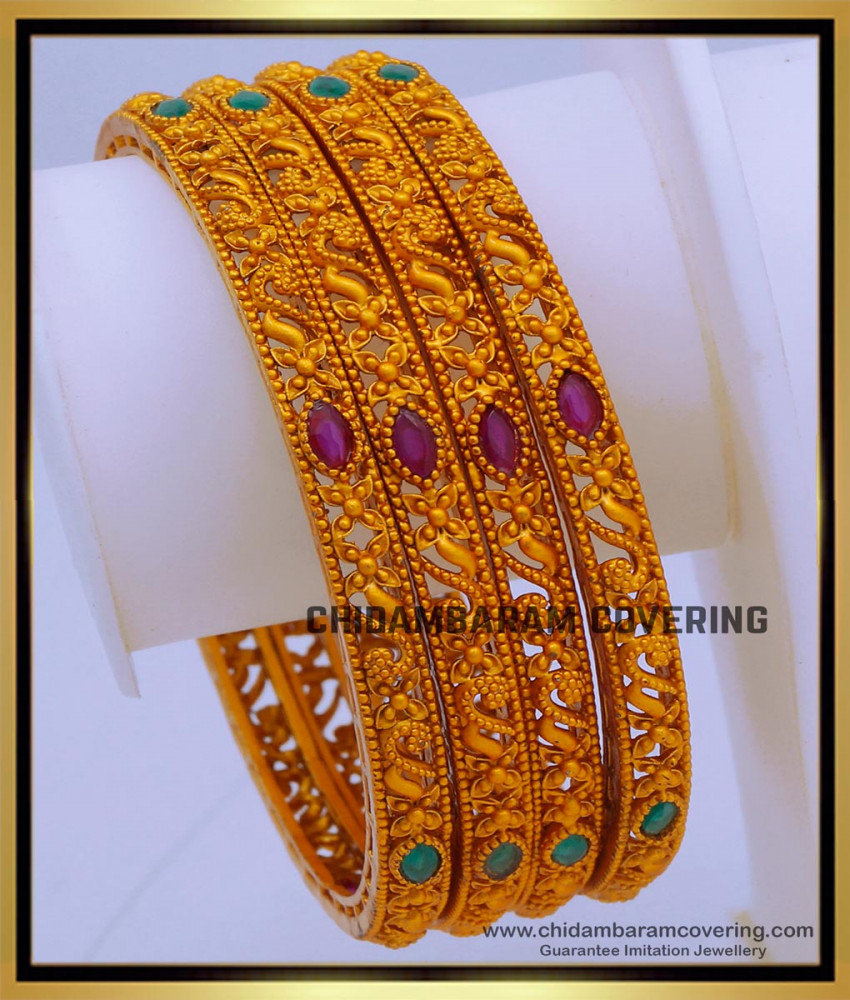 BNG687 -2.8 Size Premium Quality Temple Bangles Set for Women 