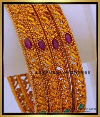 BNG687 -2.8 Size Premium Quality Temple Bangles Set for Women 